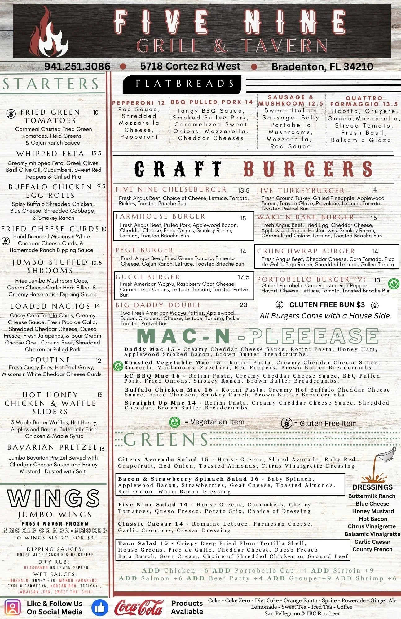 Menu — 59 Tavern
